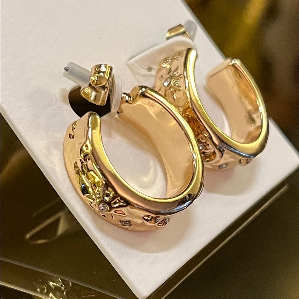 Gold Moon and Star Chunky Hoop Earrings